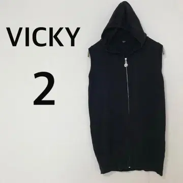 VICKY 슬리브리스 집업 후드티 [ M ] 후드 블랙