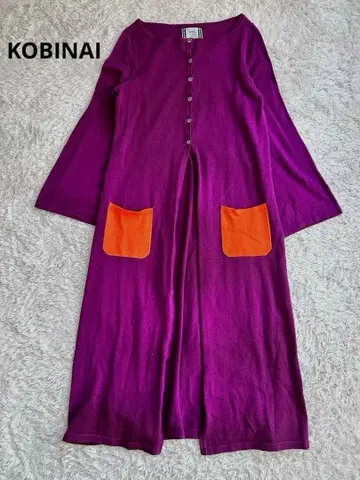 KOBINAI 롱 가디건 퍼플 백 로고 하라주쿠 스타일 개성파 보라색