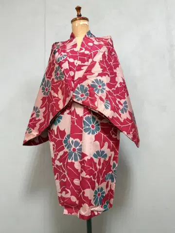 T34 일본 의류 기모노 순수 실크 메이센 나가하오리 쇼와 레트로 앤티크