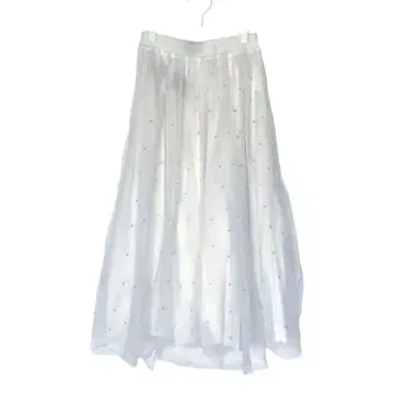 Darich 다리치 비즈 장식 플레어 롱 스커트 S 화이트