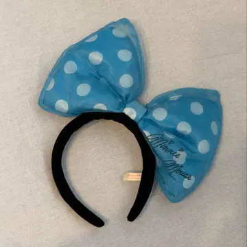 미니 마우스 도트 리본 머리띠 스카이블루