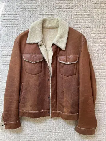 BARNEYS NEW YORK 가죽 시어링 자켓