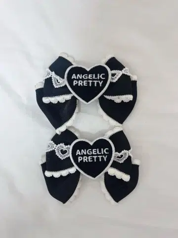 Angelic Pretty Heart 와펜 리본 클립 Set 블랙