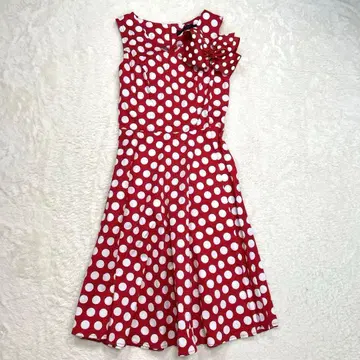 슬리브리스 원피스 도트 미니 디즈니 코스프레 리본 포함