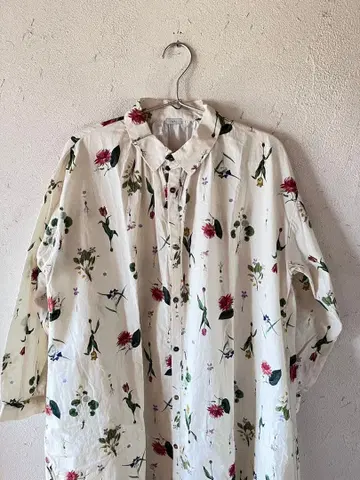 꽃무늬 코튼 롱 셔츠 긴팔 Ichi