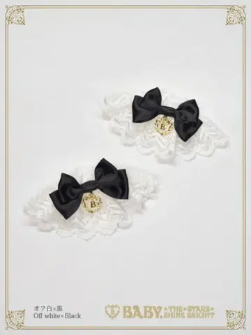 BABY 새틴 리본 토션 레이스 소매 고정 오프화이트 x 블랙