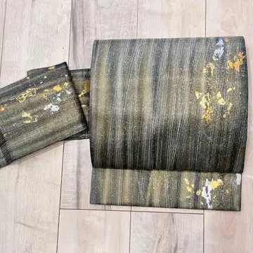 나고야 오비 니시진 비단 순수 실크 인탁 금박 캐주얼 [ mm154 ]