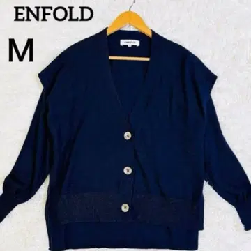 엔폴드 레이어드 가디건 다크 네이비 네이비 울 얇은 소재 M