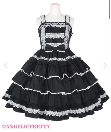 AngelicPretty 프릴 오버롤 스커트 블랙