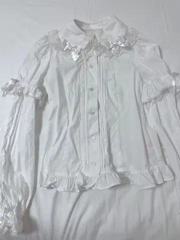 Angelic Pretty 심플 핀턱 탈착식 옷깃 블라우스 화이트