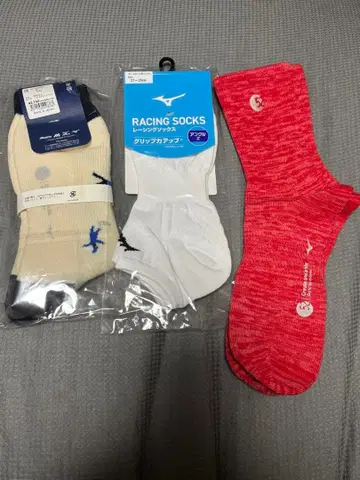 미즈노 삭스 세트 크림색 화이트 빨간색 3종 세트