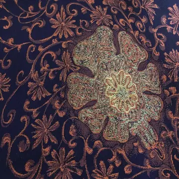 앤티크 순수 실크 오메시 아르데코풍 보타니컬의 사일런트 고져스