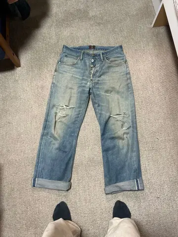 70s Lee 2102 빈티지 데님 33 x 34 데미지
