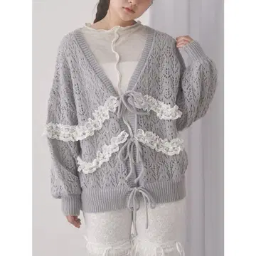 메리제니 시스루 니트 프릴 가디건 새상품급