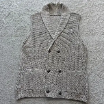 새상품급 RING JACKET 린넨 코튼 니트 베스트 숄카라