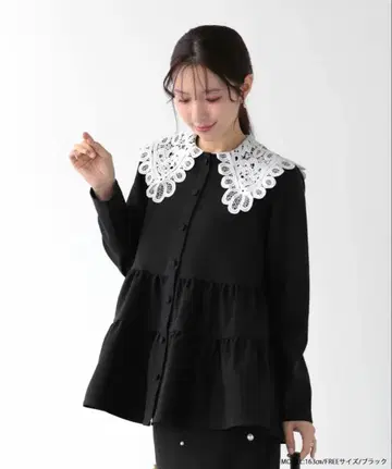 [ 새상품 택 포함 ] fit more 바텐 레이스 카라 상의 블랙