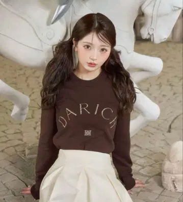 Darich DARCH 로고 니트탑 브라운