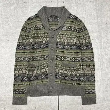 새상품급 Rhythm of Life 페어아일 패턴 숄카라 가디건