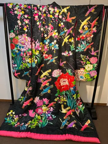 이로 우치카케 블랙 그린 스팬 마루쇼