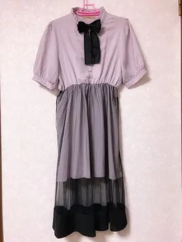 지뢰계 반팔 시스루 스커트 원피스