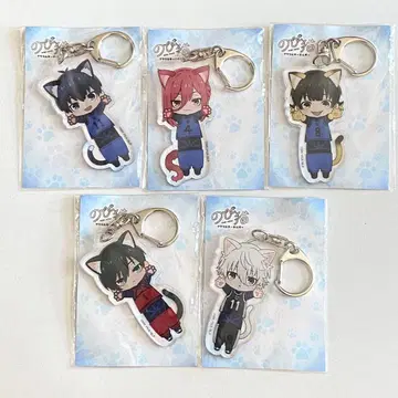 블루 록 늘어나는 고양이 아크릴 키링 5개 세트