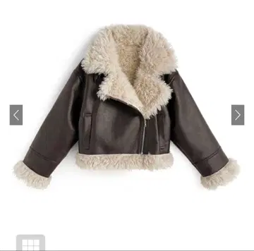 GRL 브라운 가죽 퍼 숏 무스탕 코트 ask142