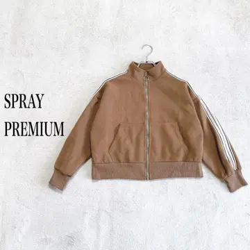 .SPRAY PREMIUM 브라운 풀 집업 맨투맨 소매 라인
