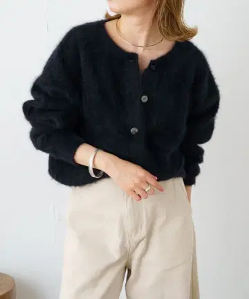 2602083 오메카시 퍼 캐시미어 2WAY 가디건 블랙