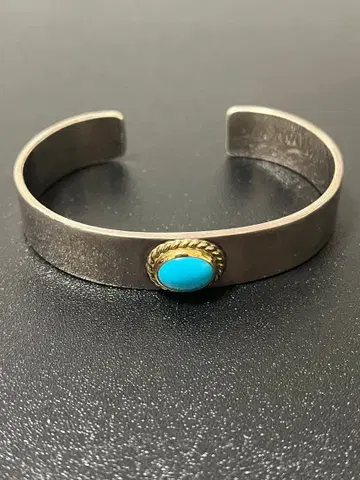 고로즈 goro's 금 테 터콰이즈 부착 플랫 뱅글 M 사이즈