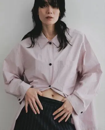 anuke 스탠 칼라 오버 사이즈 셔츠