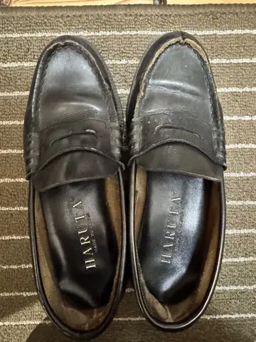 HARUTA 블랙 가죽 로퍼