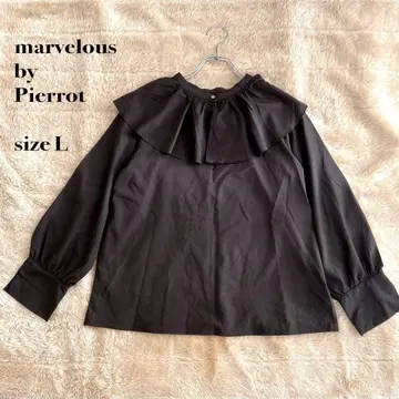 marvelous by Pierrot 프릴 긴팔 셔츠 블랙 사이즈 L