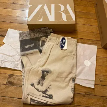 [ ZARA ] 남성용 40 #배기핏 FORD 프린트 패턴 팬츠