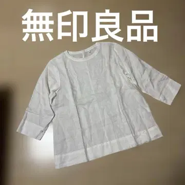 무인양품 린넨 100% 화이트 7부 소매 셔츠 L