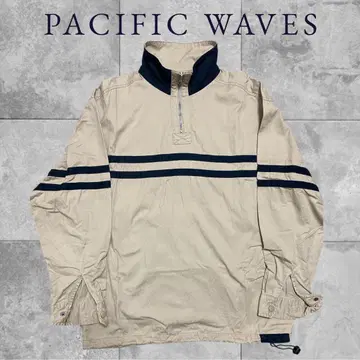 PACIFIC WAVES 하프 지퍼 블루종 베이지 PIKO