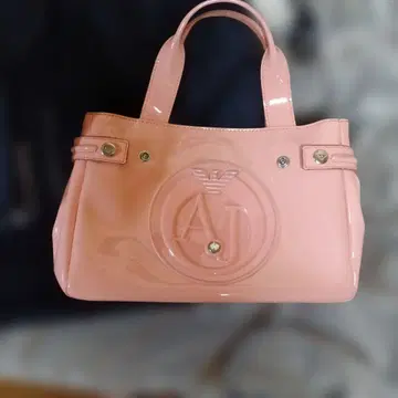 아르마니진스 레어 로고 핑크 토트백