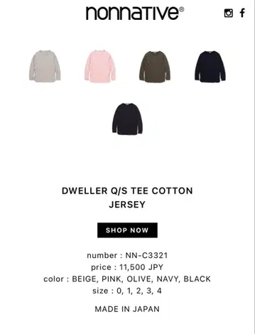 nonnative DWELLER Q/S TEE COTTON 블랙 18SS