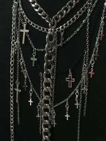 'DRAura' 일점물 십자가 목걸이 Fgrunge/y2k