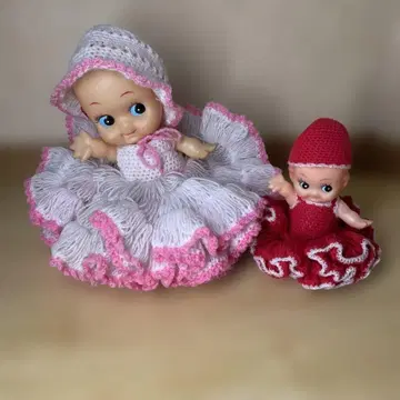 레트로 새상품급 큐피 인형 특대형 21cm & 소형 세트 빈티지 앤티크