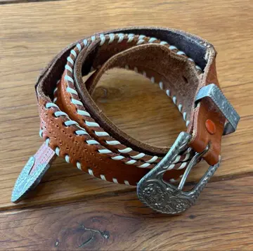 90s 빈티지 천연 가죽 웨스턴 벨트 내로우 벨트
