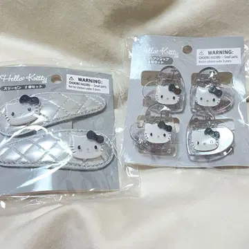 산리오 헬로키티 미니 헤어 클립 쓰리핑 실버 모노톤