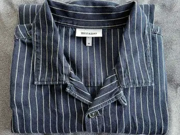 WEEKDAY 듀오 데님 셔츠 M 네이비/스트라이프