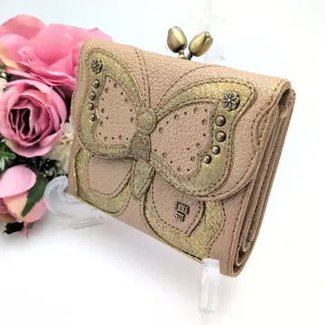 ANNA SUI 안나수이 빅 버터플라이 가마구치 접이식 지갑 골드