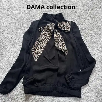 다마 컬렉션 보타이 블라우스 실크 100% 레오파드 무늬