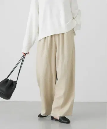 kagure 린넨 레이온 이지 팬츠 내추럴 F 두꺼운 원단 봄