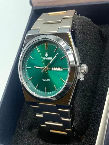 남성용 손목시계 쿼츠 그린 스테인리스 심플 워치