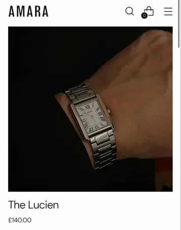 AMARA Lucien 스퀘어 시계 실버 다이얼 손목시계