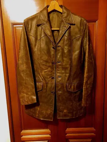 3 브래드 피트 착용풍 브라운 가죽 자켓 빈티지 카 코트