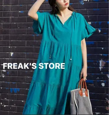 FREAK'S STORE 티어드 원피스 볼륨 롱 그린