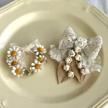 핸드메이드 천 꽃 브로치 세트 코사지 앤티크 브라이스 봉제 인형